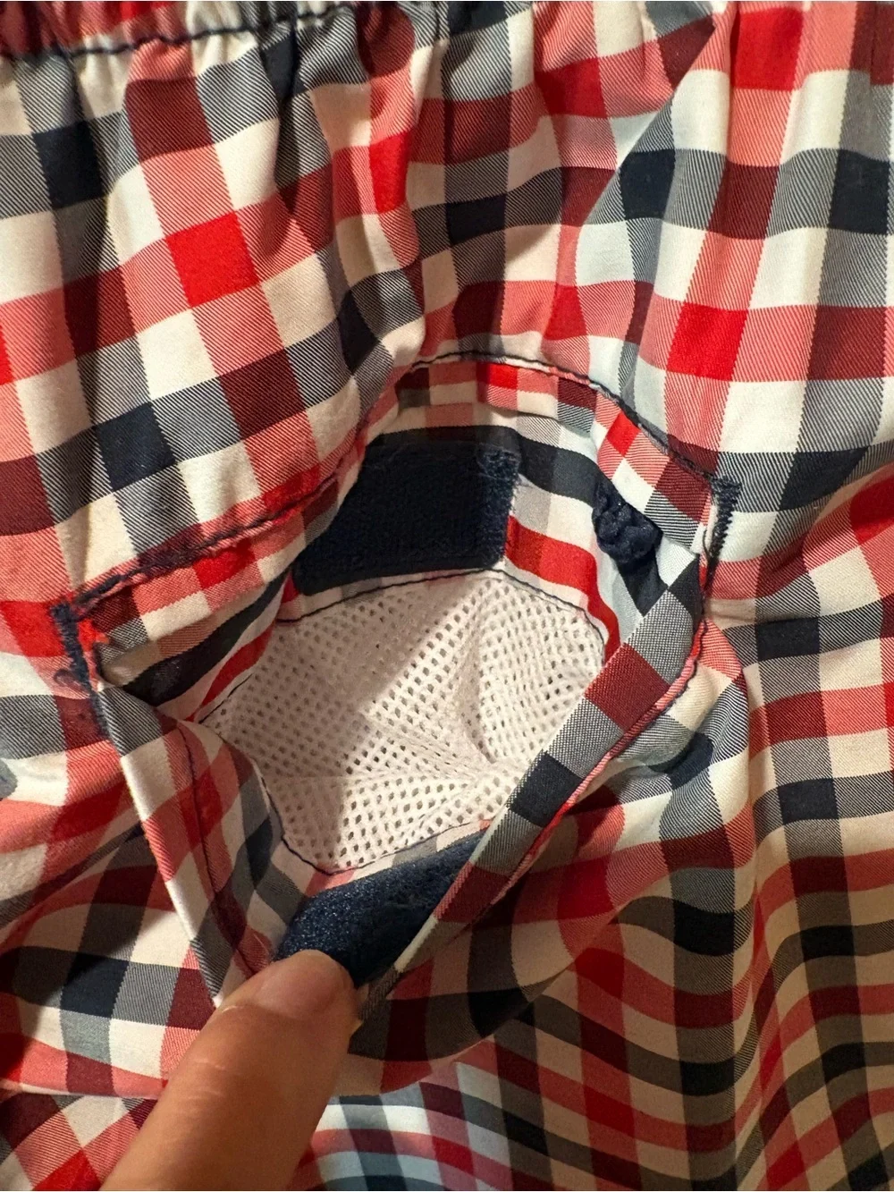 H&M Men's Gingham Swim Trunks Plaid Red White Blue size M